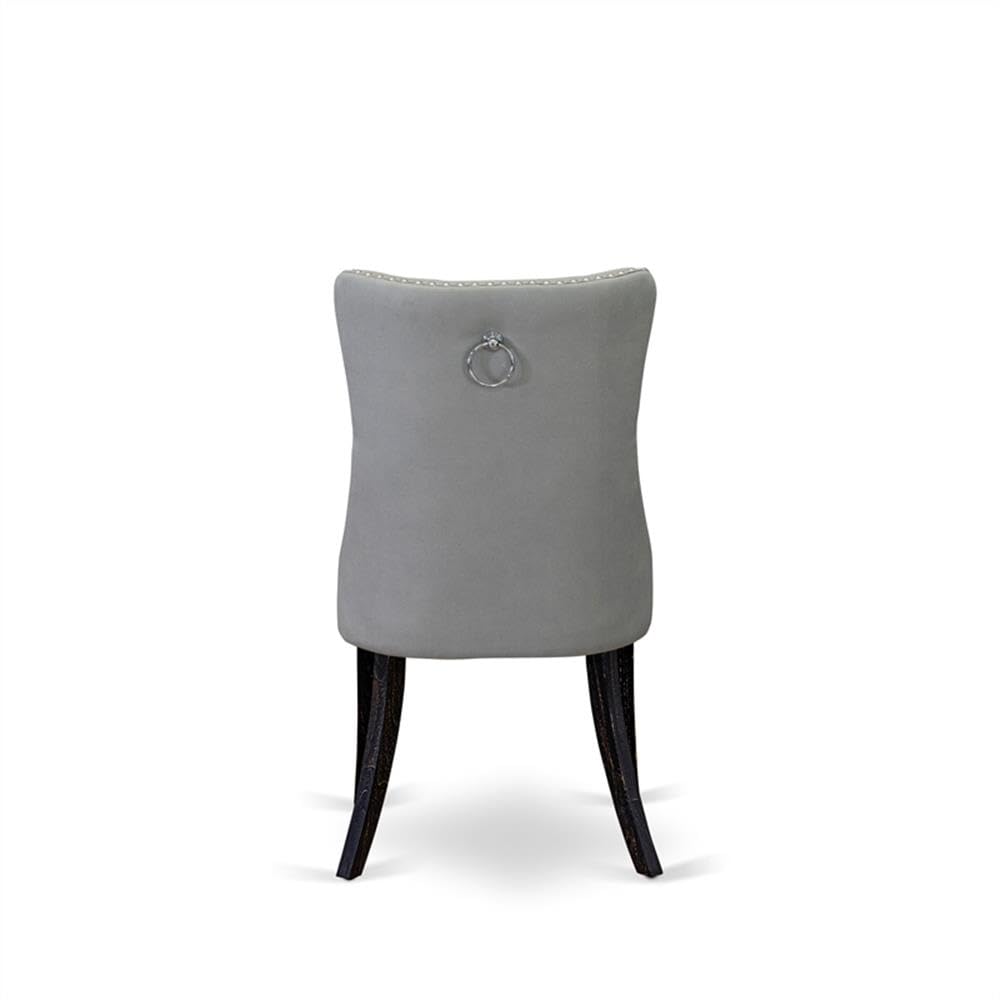 Sand Blasted Black Acacia Wood Dining Chair Set of 2 L894