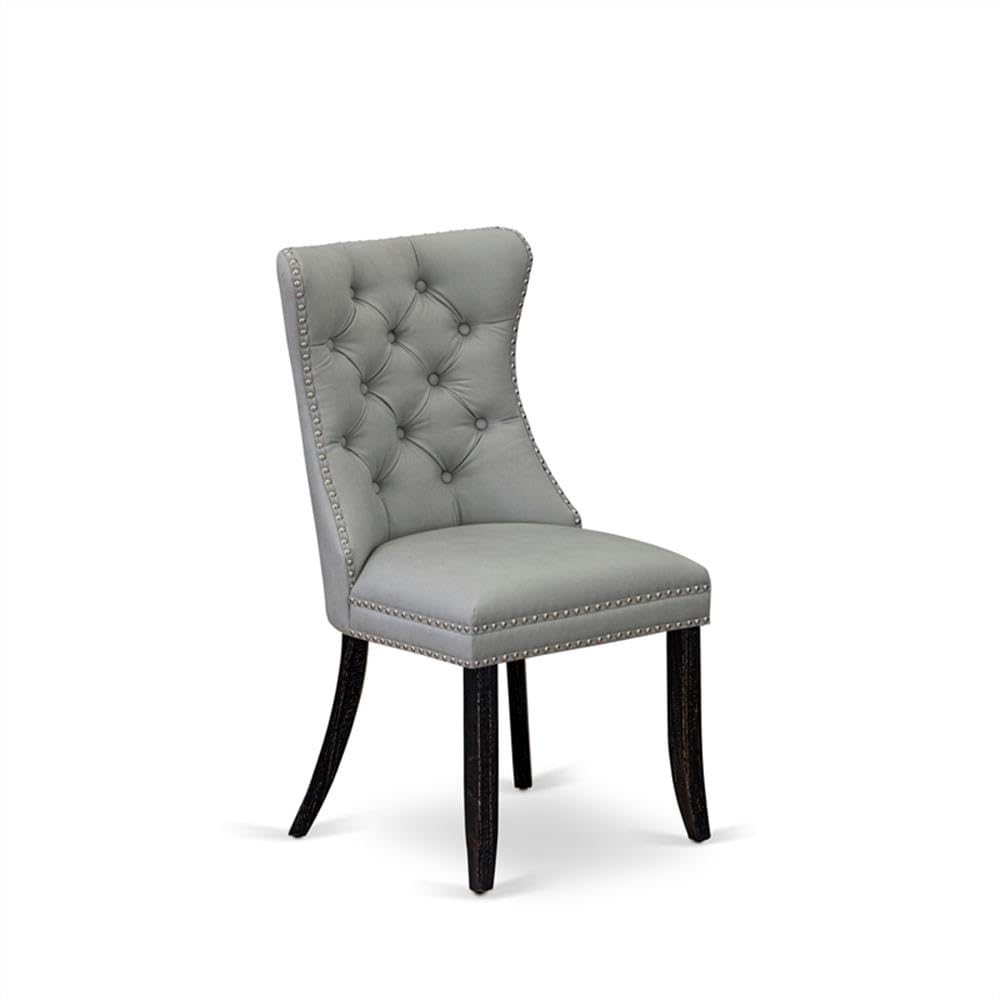 Sand Blasted Black Acacia Wood Dining Chair Set of 2 L894
