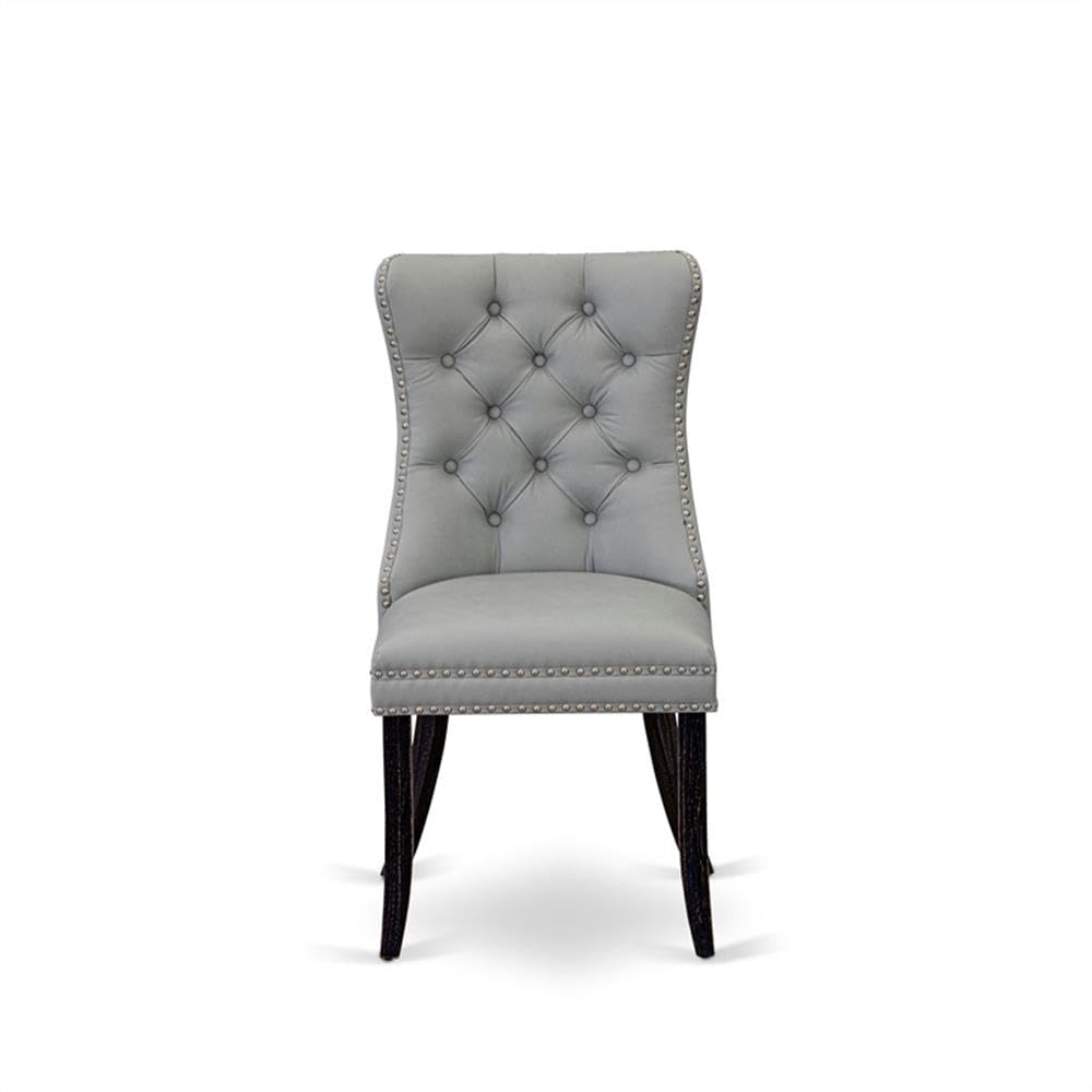 Sand Blasted Black Acacia Wood Dining Chair Set of 2 L894