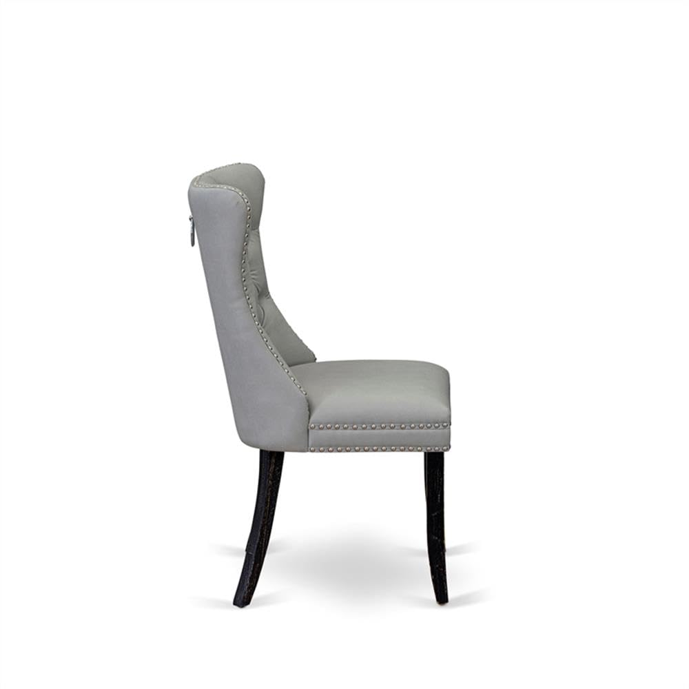 Sand Blasted Black Acacia Wood Dining Chair Set of 2 L894