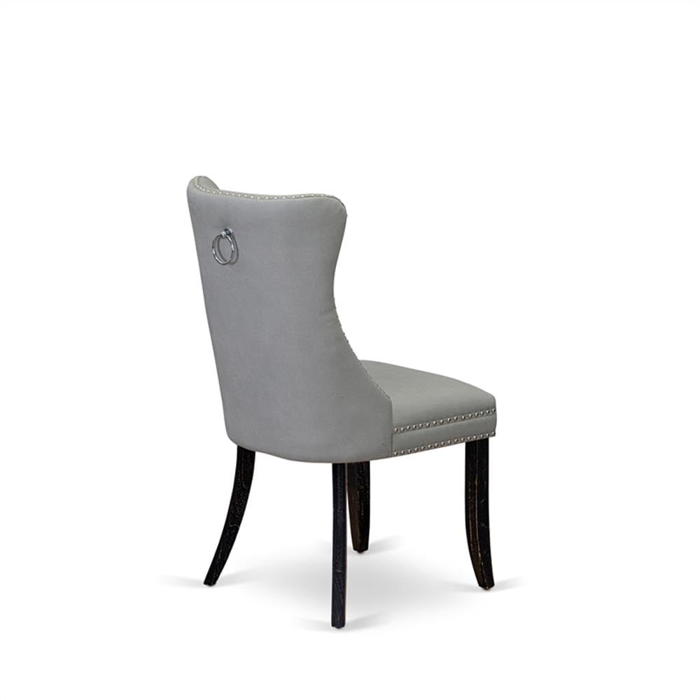 Sand Blasted Black Acacia Wood Dining Chair Set of 2 L894