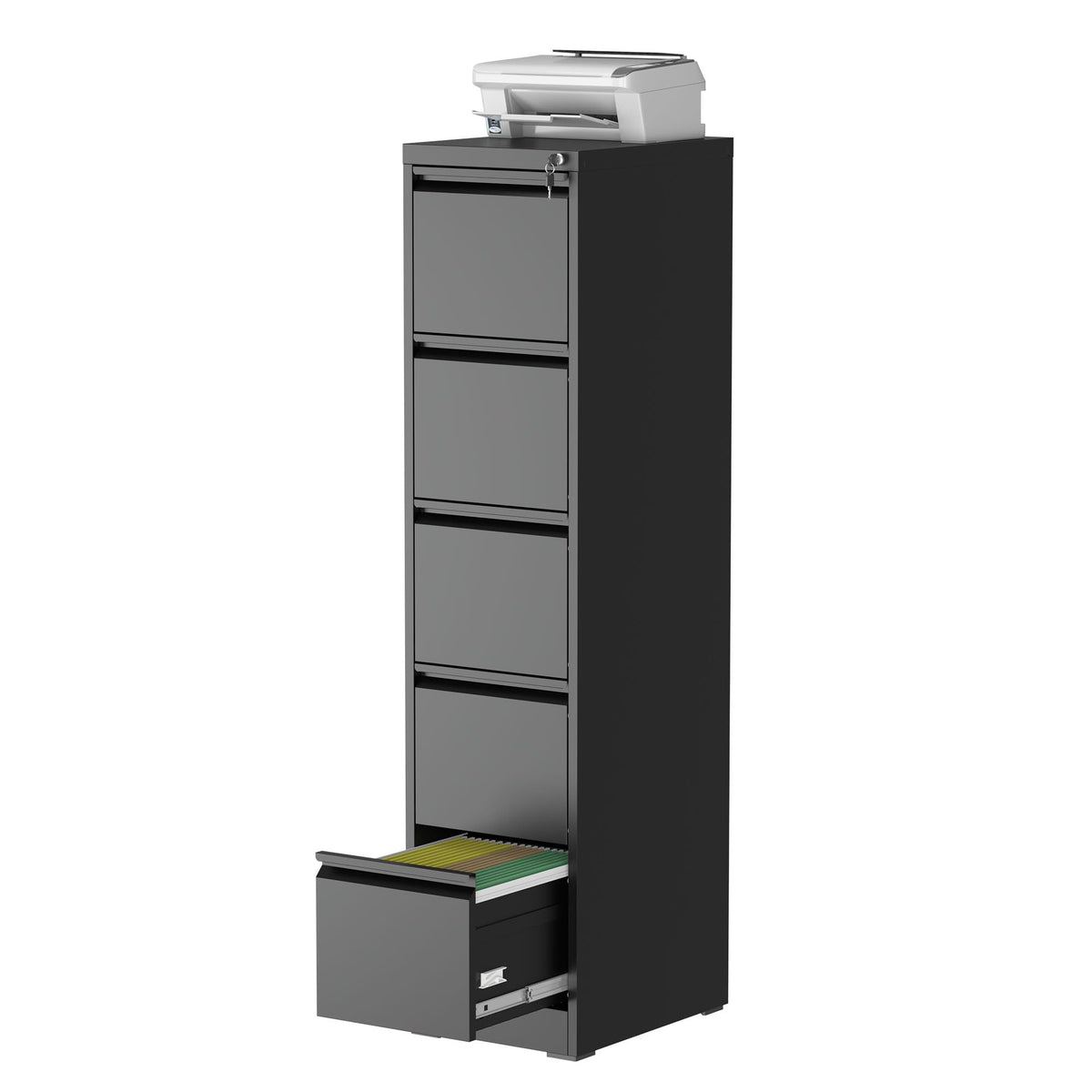 5 Drawer Black Filing Cabinet with Lock V998908