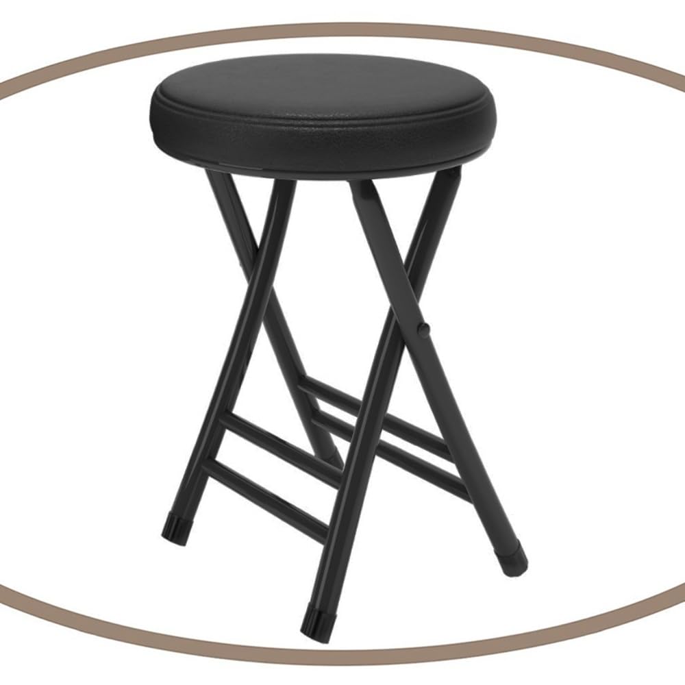 Black 18 Inch Folding Padded Stool V4483