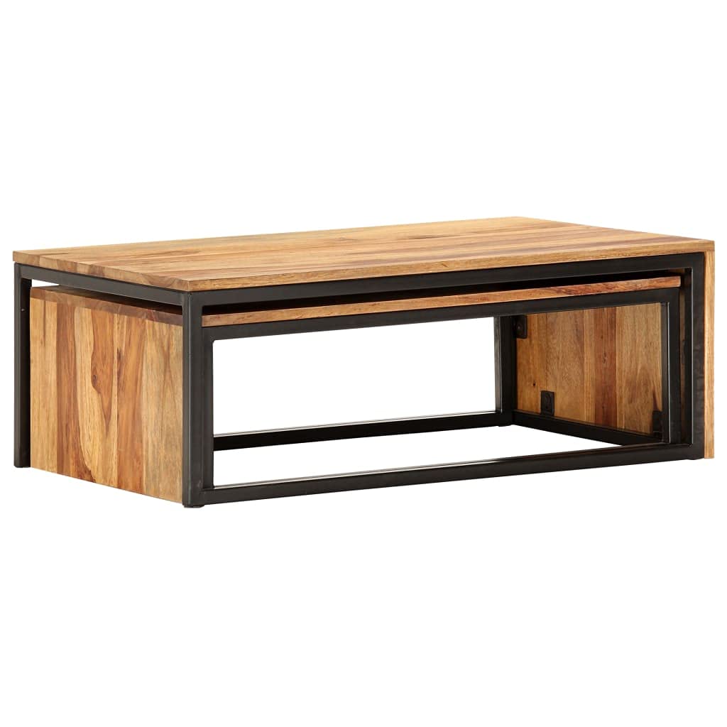 2 pcs Solid Sheesham Wood Nesting Tables T705