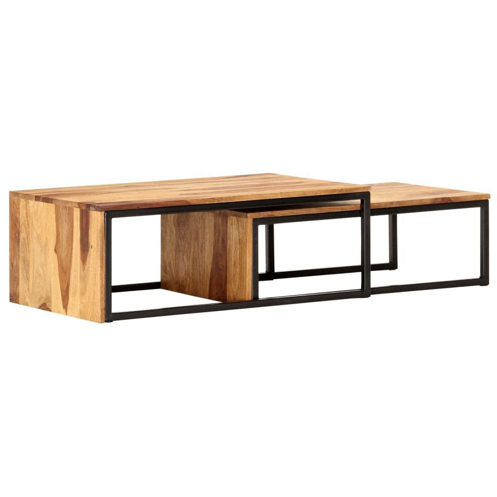 2 pcs Solid Sheesham Wood Nesting Tables T705