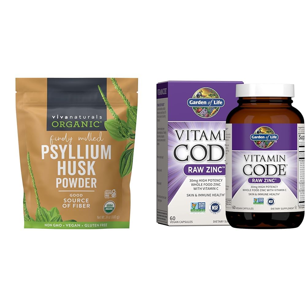 24 oz Organic Psyllium Husk Powder & 30mg Zinc J182369