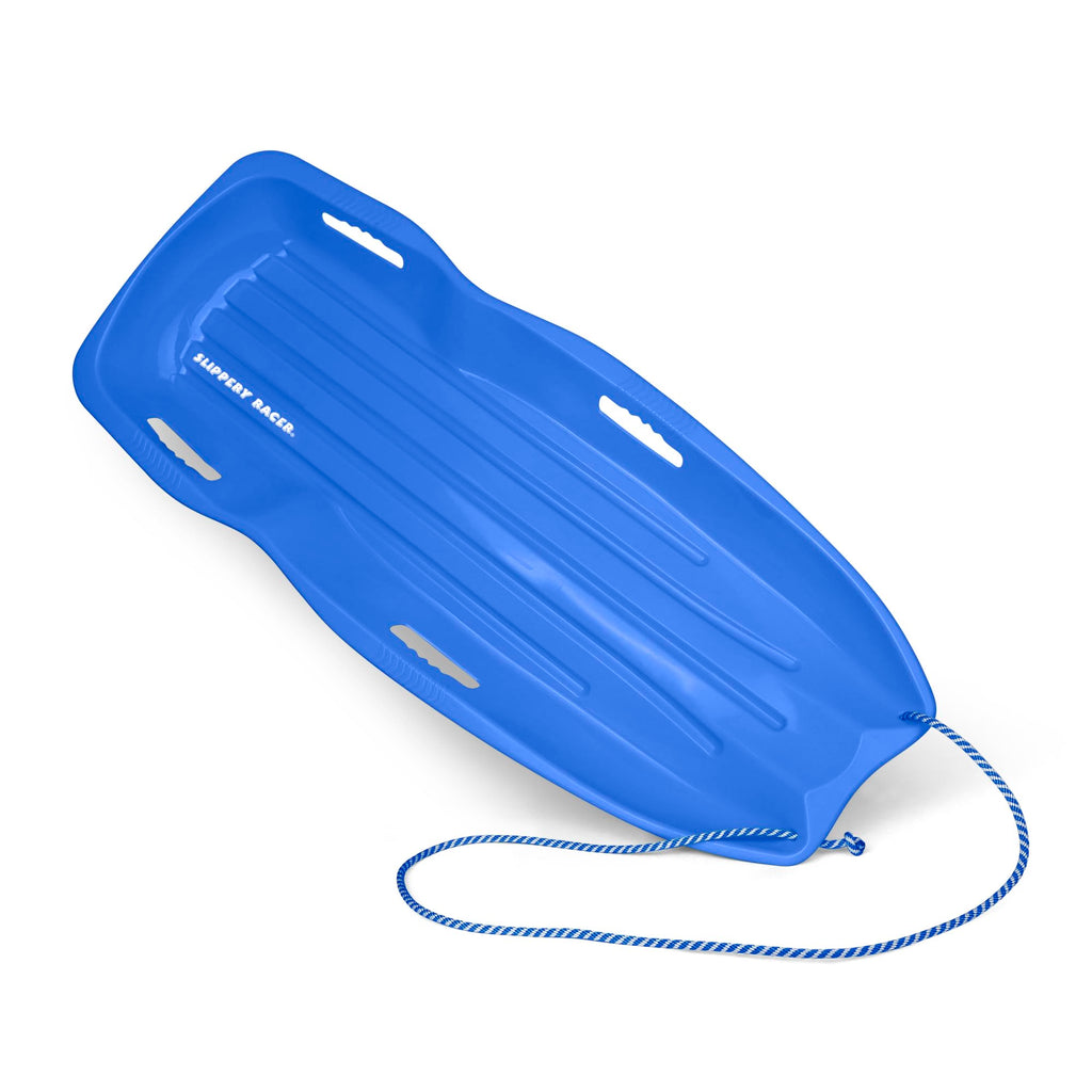 Kids Plastic Snow Sled with Pull Rope and Handles, Blue X315835