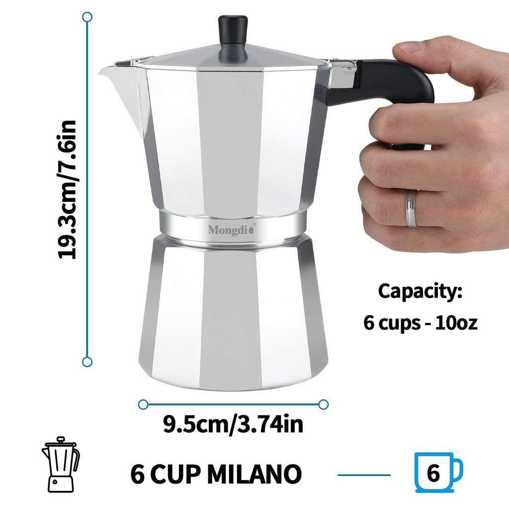 Stovetop Espresso Maker Moka Pot 10 oz Silver G1118