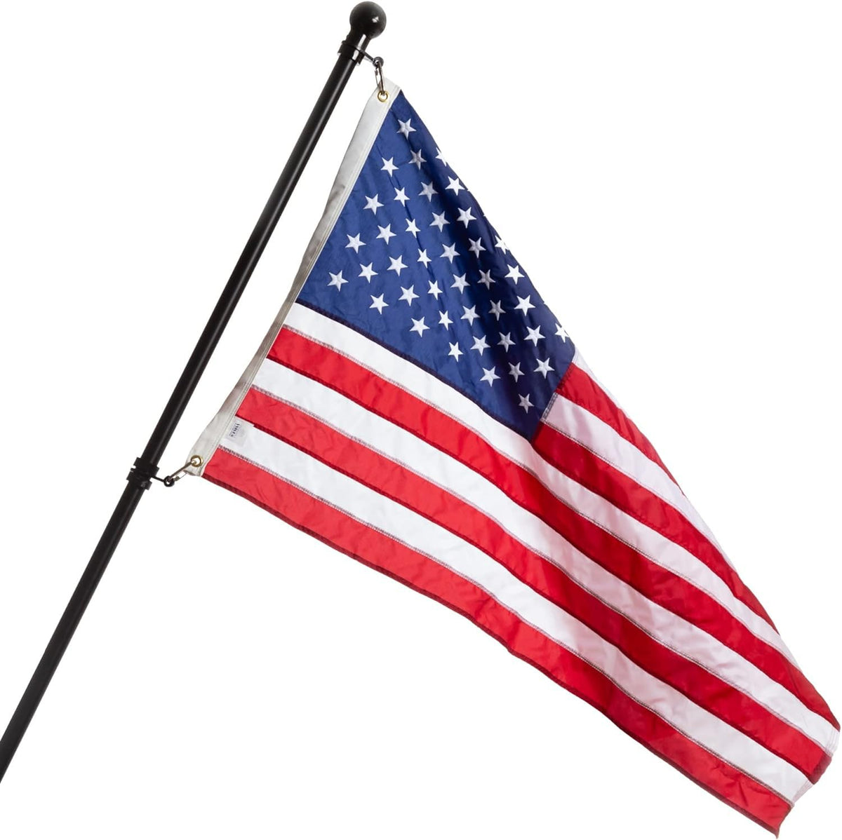 6' Black Aluminum Flagpole with American Flag and Mounting Bracket W55299