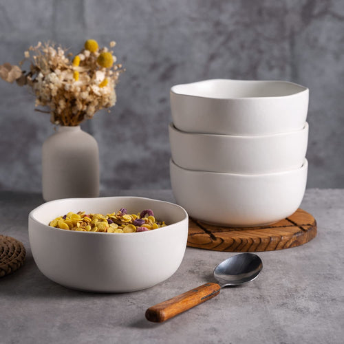 28oz Stoneware Cereal Bowls Set of 4 Matte White A327800