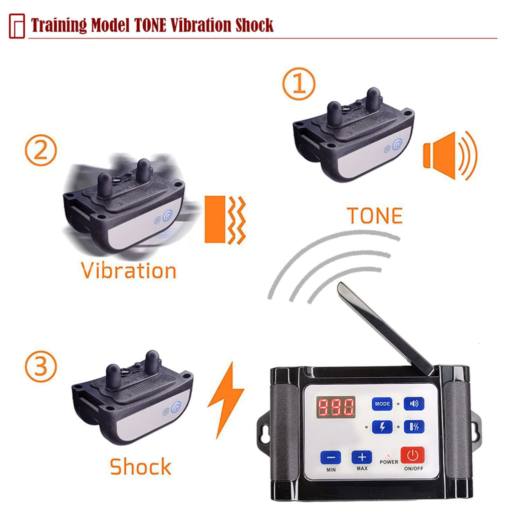 Wireless Dog Fence Training Collar with Remote, Waterproof, 2 Dogs B990668