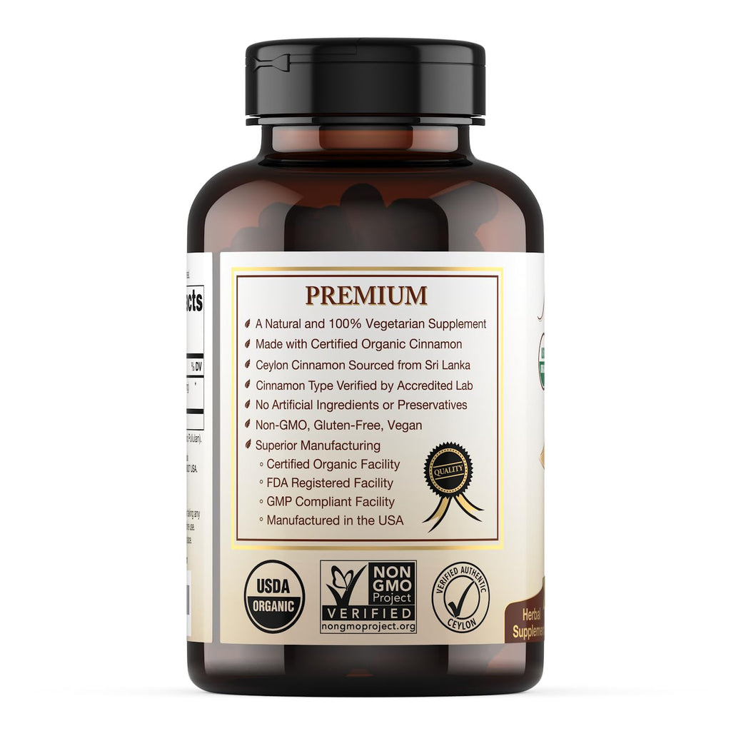 Organic Ceylon Cinnamon Supplement, 120 Capsules Z6602
