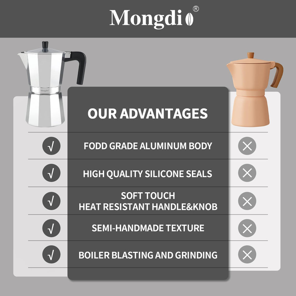 Stovetop Espresso Maker Moka Pot 10 oz Silver G1118
