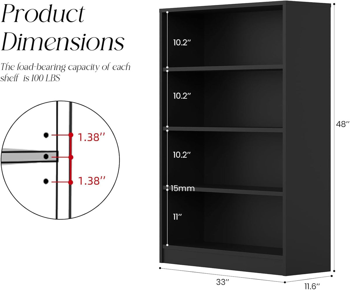 48 Inch 4-Shelf Wood Bookcase N167
