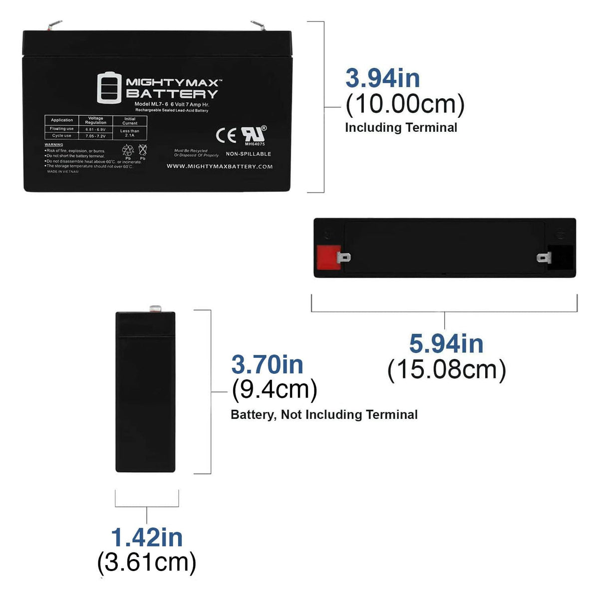 6V 7Ah SLA Battery 4 Pack T406822