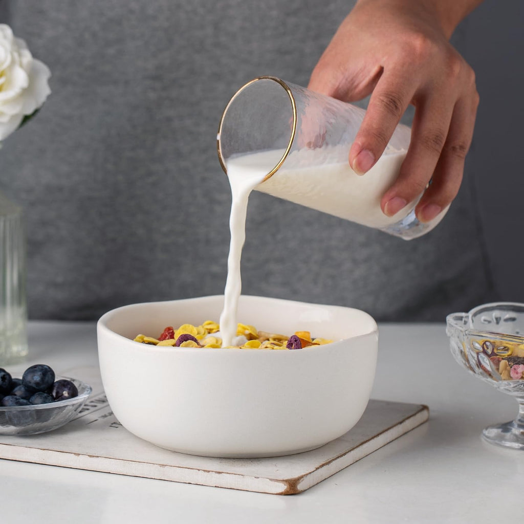 28oz Stoneware Cereal Bowls Set of 4 Matte White A327800