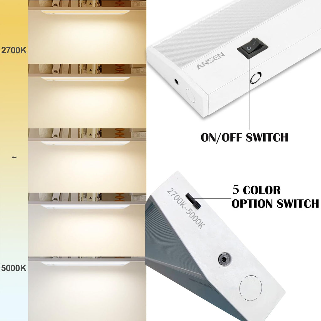 2 Packs Under Cabinet Lighting, 24in 18W Dimmable LED Light, 5 Color Temperature U625