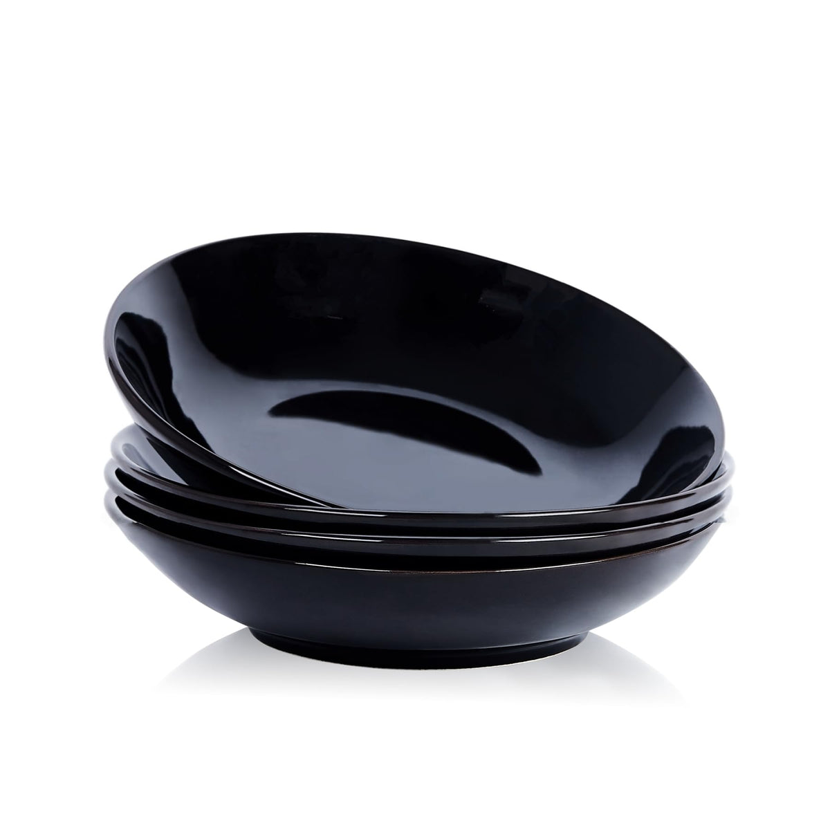 Black Ceramic Bowls Set of 4, 9 Inch 40 oz Microwave and Oven Safe M220