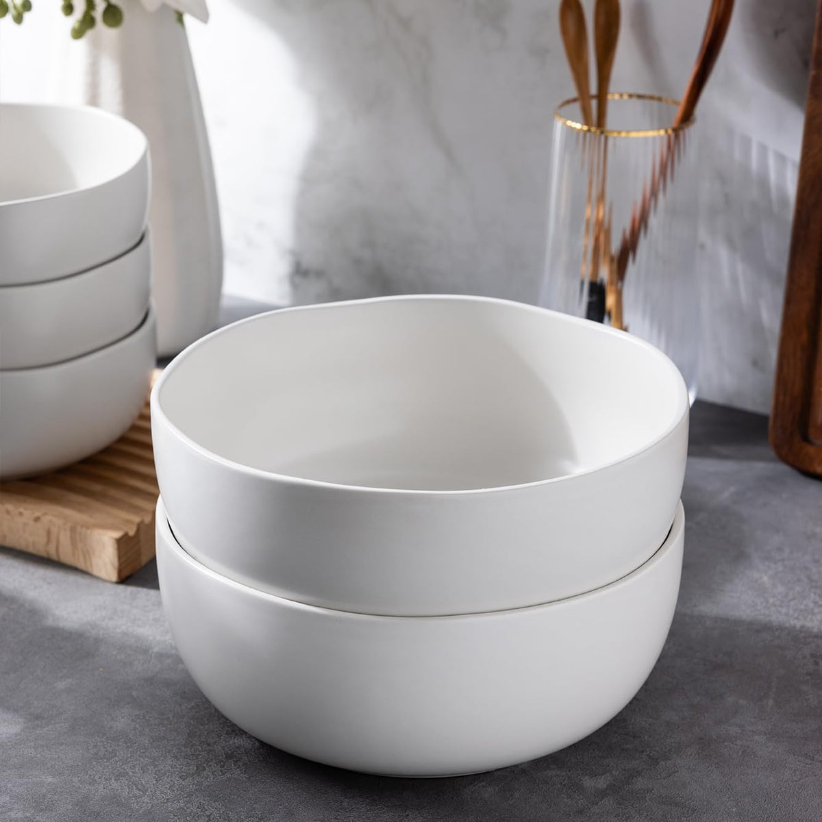 28oz Stoneware Cereal Bowls Set of 4 Matte White A327800