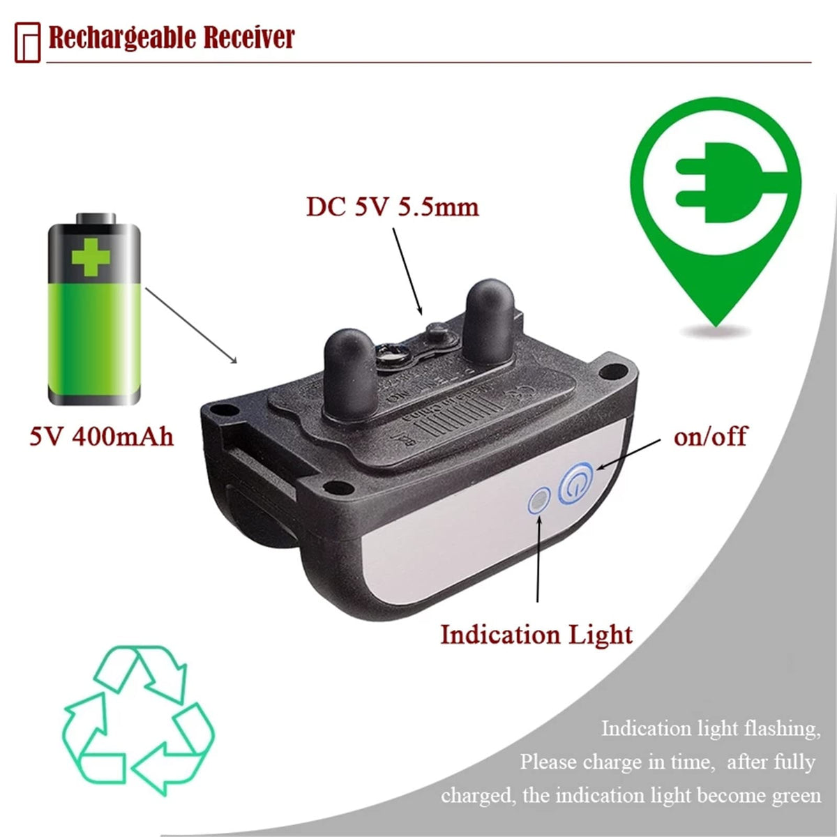 Wireless Dog Fence Training Collar with Remote, Waterproof, 2 Dogs B990668