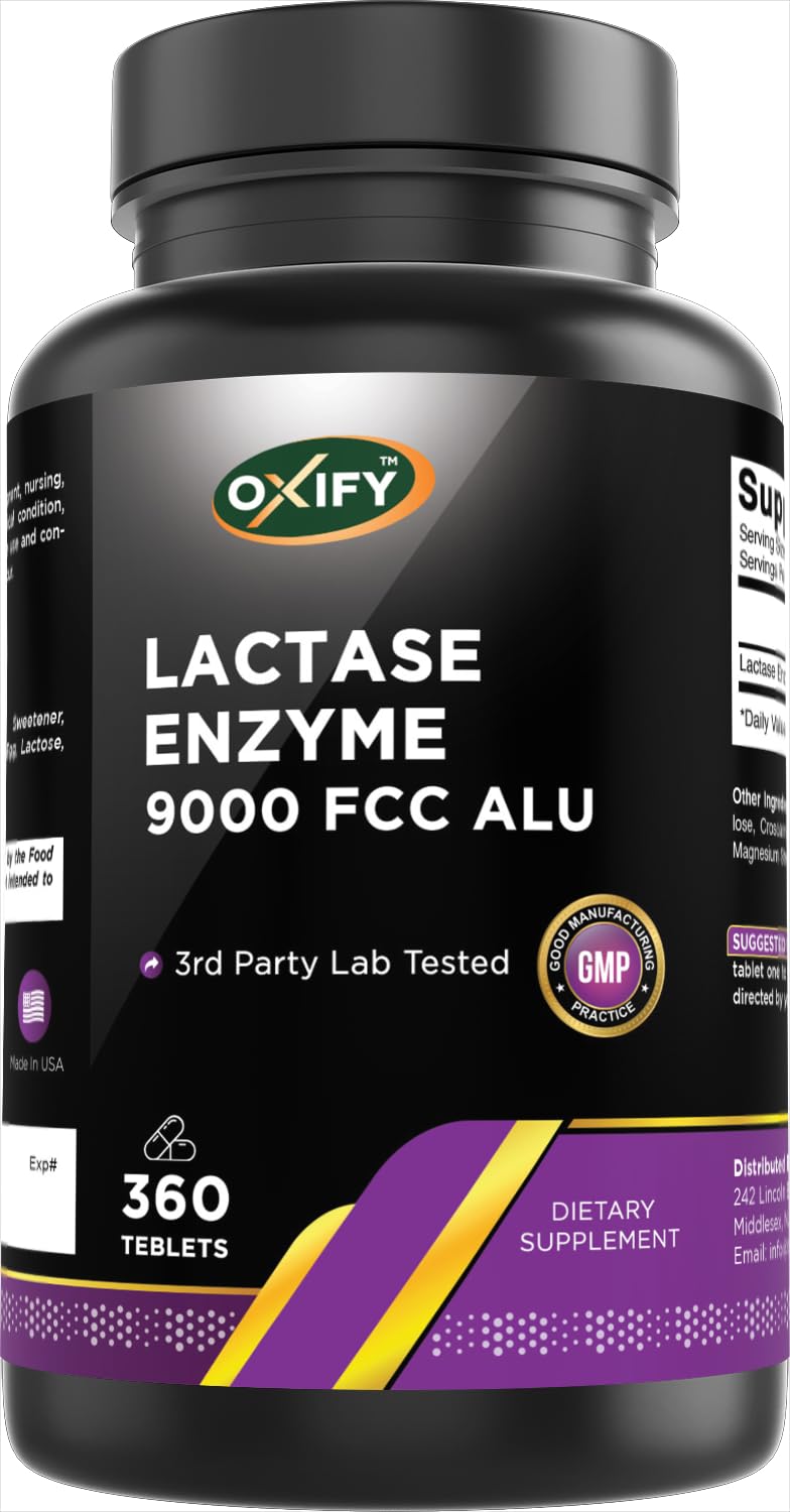 Lactase Enzyme 9000 FCC 360 Tablets Gluten-Free Non-GMO R616