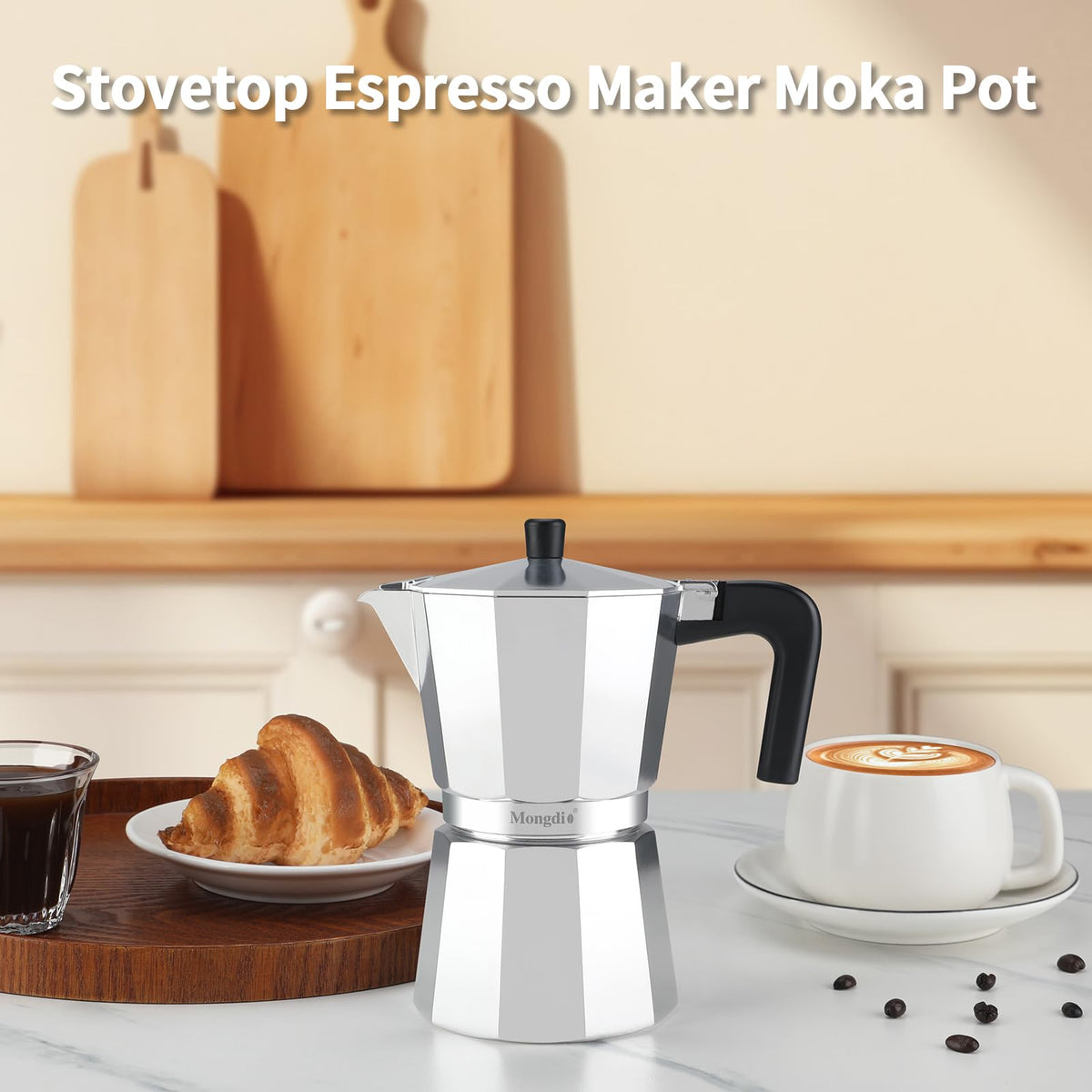 Stovetop Espresso Maker Moka Pot 10 oz Silver G1118