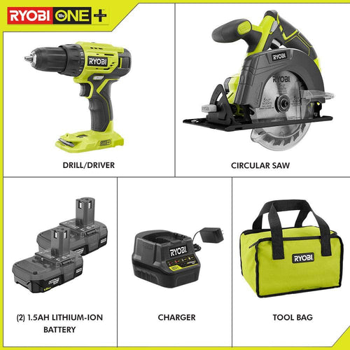 18V Drill and Circular Saw Starter Kit with Two 1.5Ah Batteries and Charger Z36483