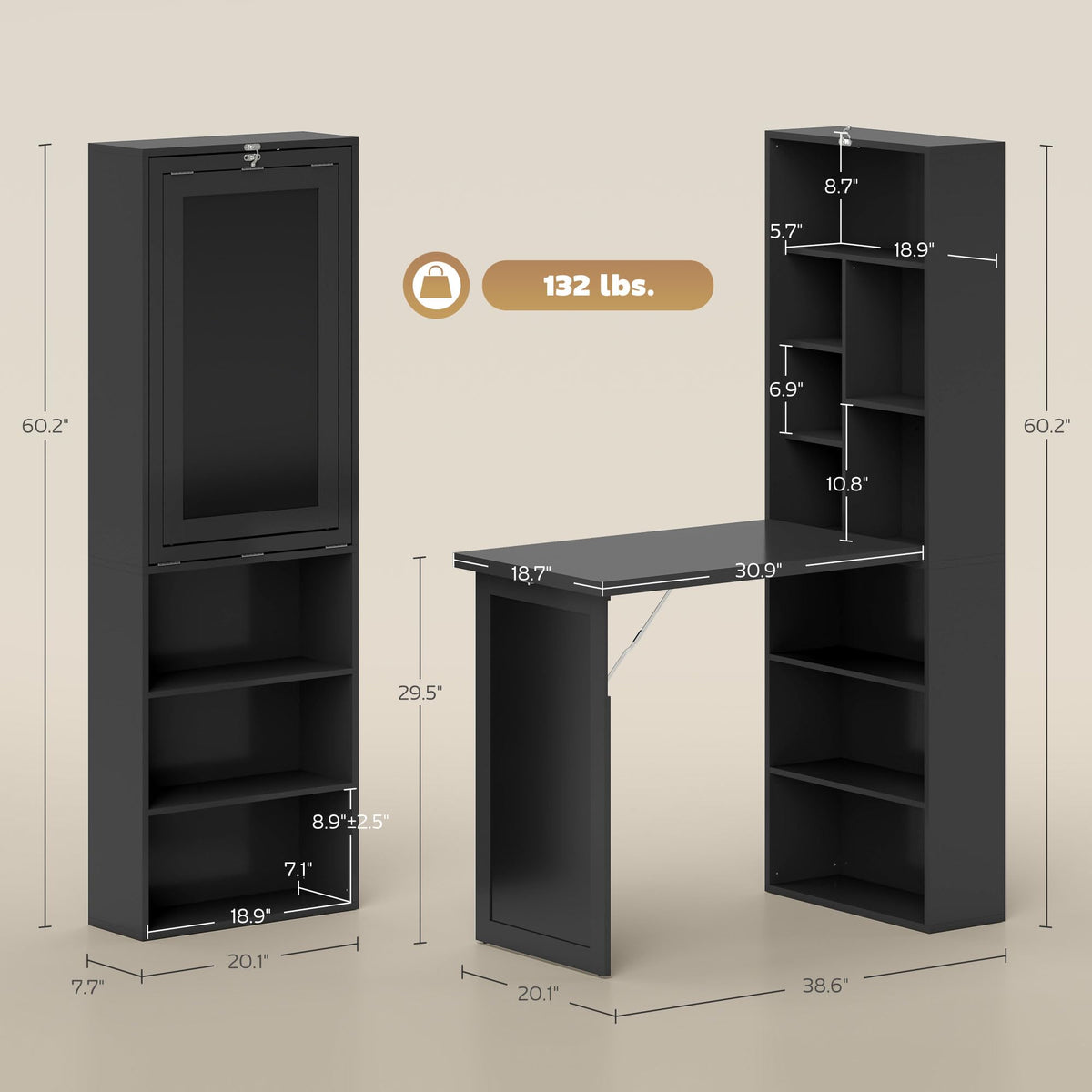 Black Foldable Convertible Computer Desk R5513