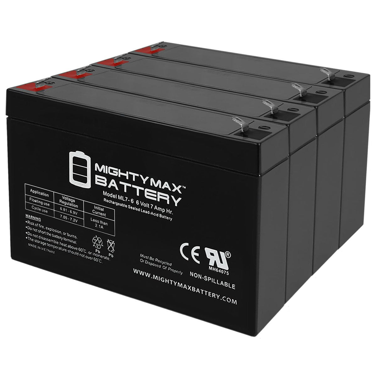 6V 7Ah SLA Battery 4 Pack T406822