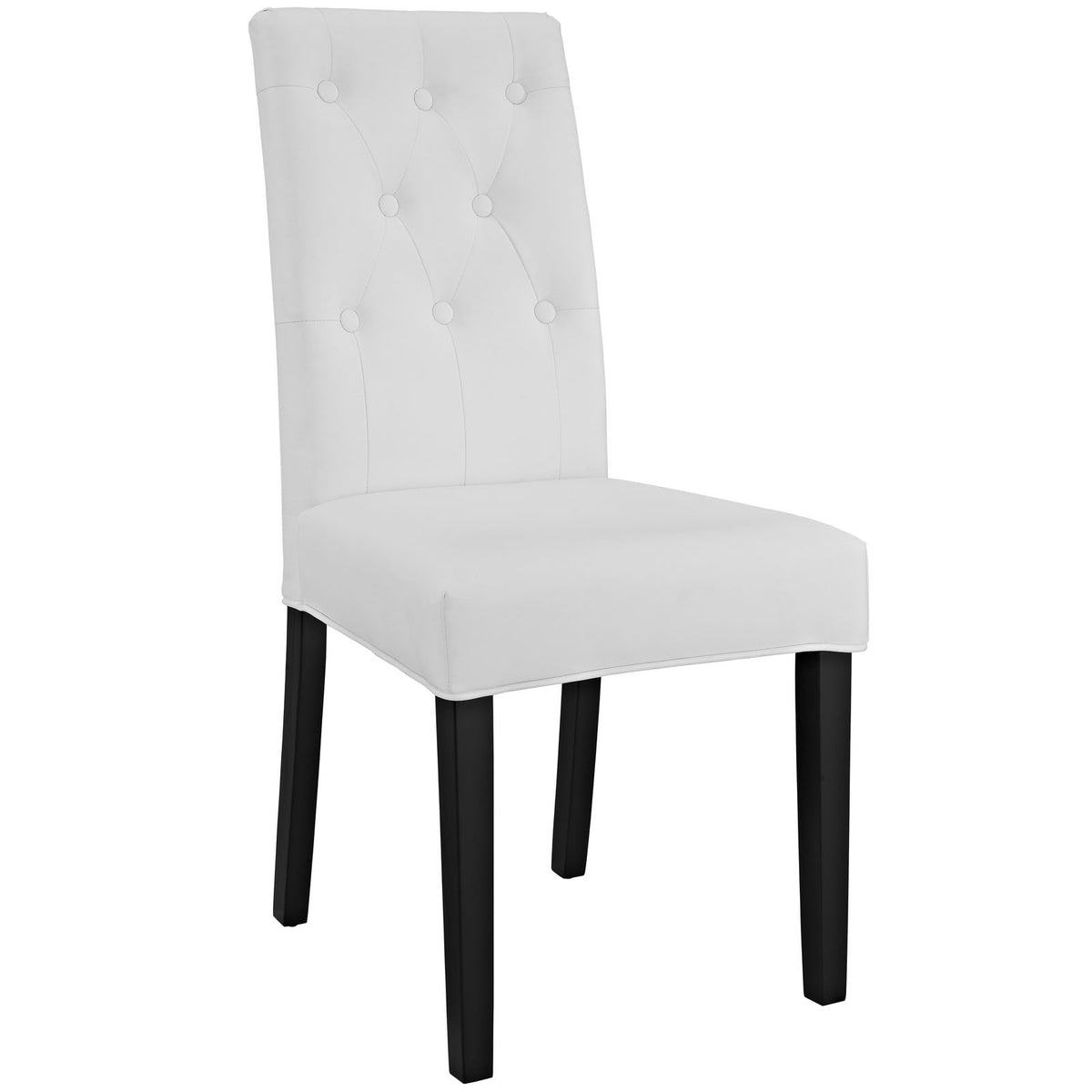 White Tufted Faux Leather Dining Chair B247