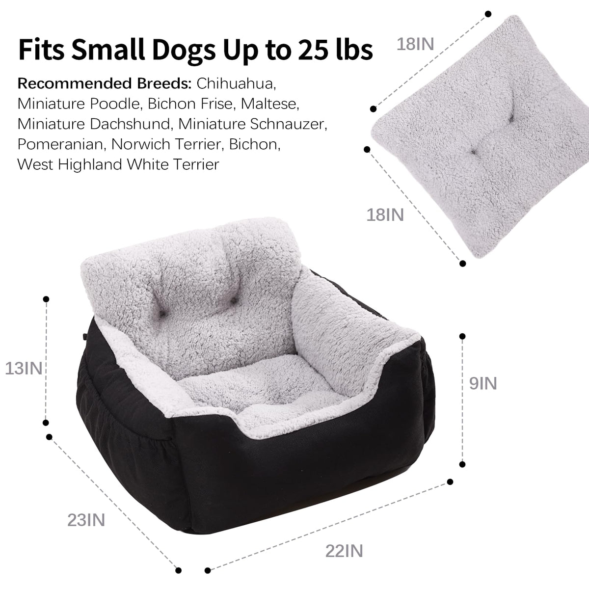 Washable Dog Car Seat with Storage Pockets X948