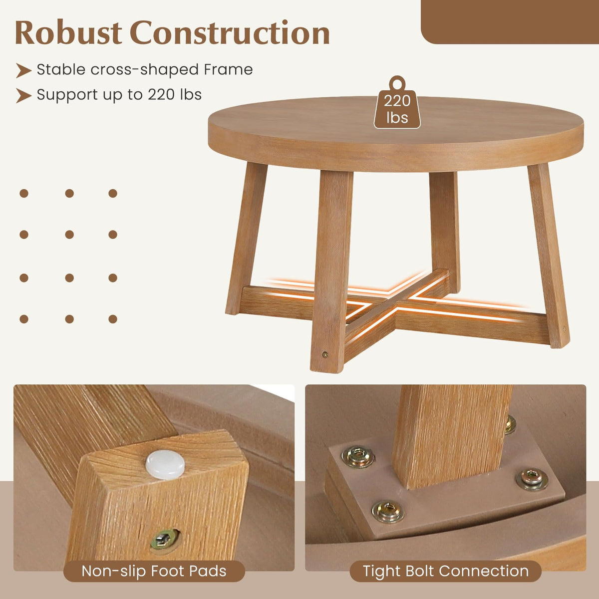 Round Wood Coffee Table C402