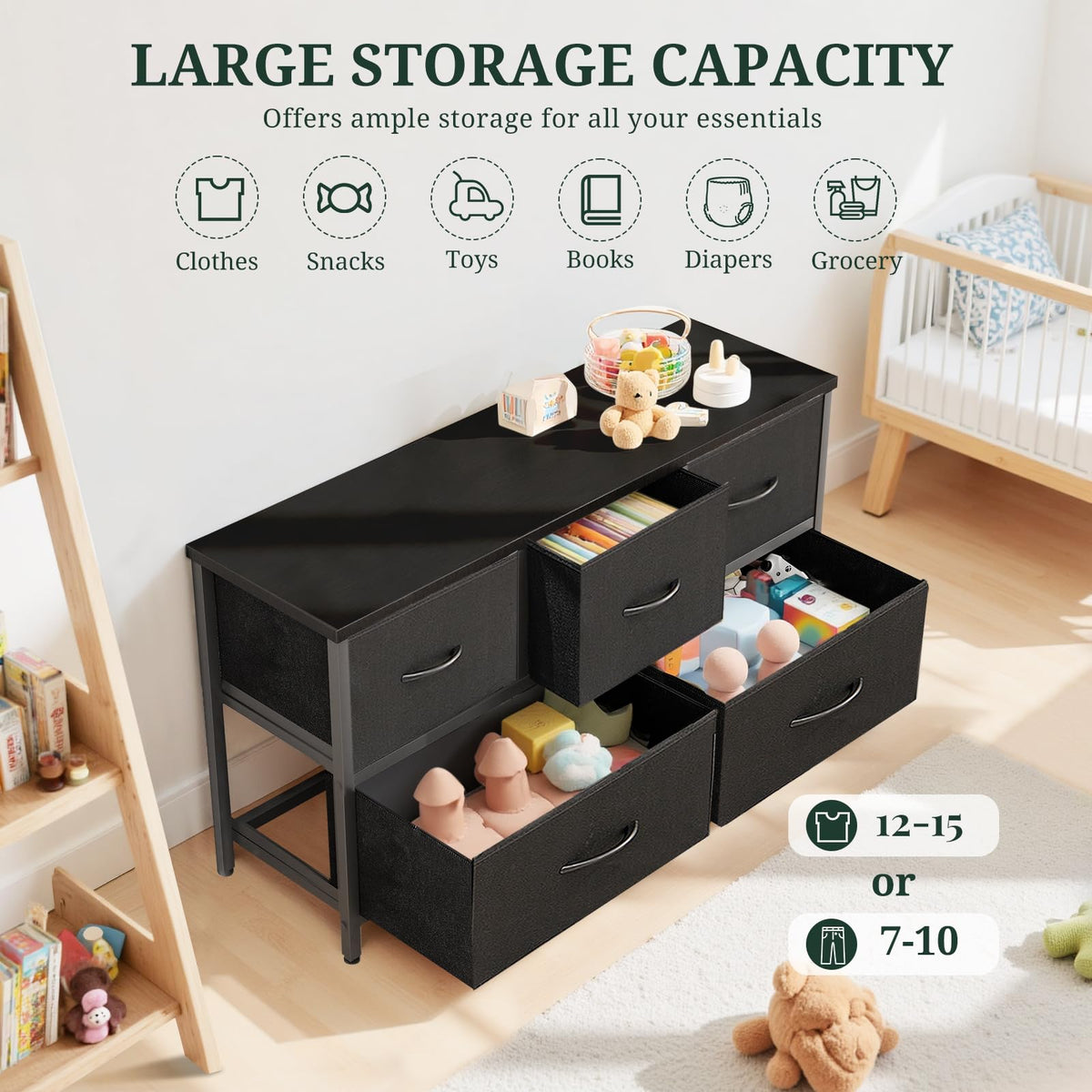 5 Drawer Fabric Dresser H989