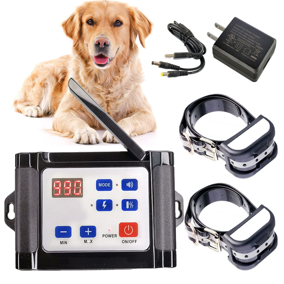 Wireless Dog Fence Training Collar with Remote, Waterproof, 2 Dogs B990668