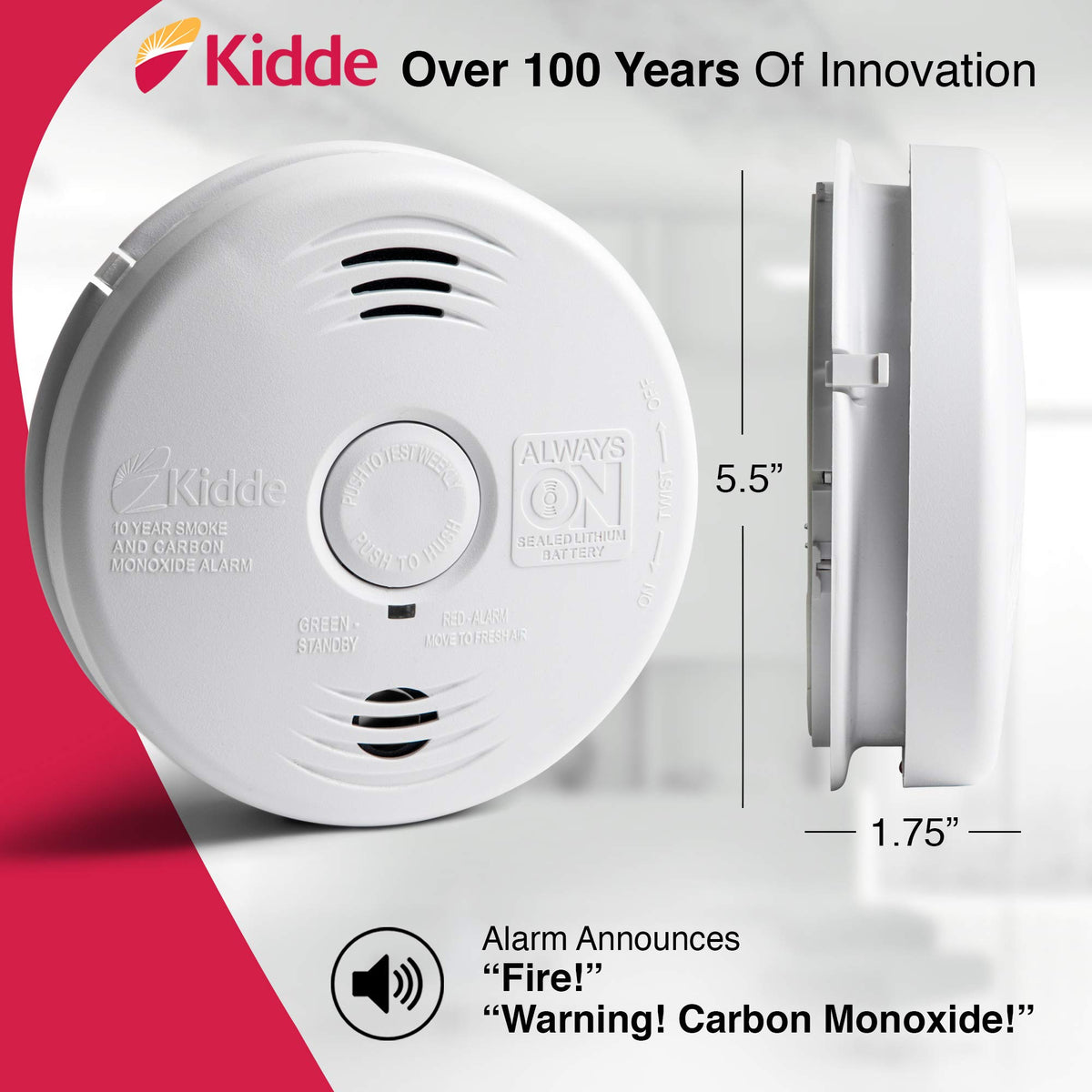 Hardwired Smoke and Carbon Monoxide Detector Alarm with Voice Warning, White Y21712