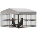 10x10x6 ft Heavy-Duty Outdoor Dog Kennel with Roof U429