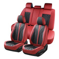 Leather Car Seat Covers Full Set 5 Seats Universal Black Wine Red O2555