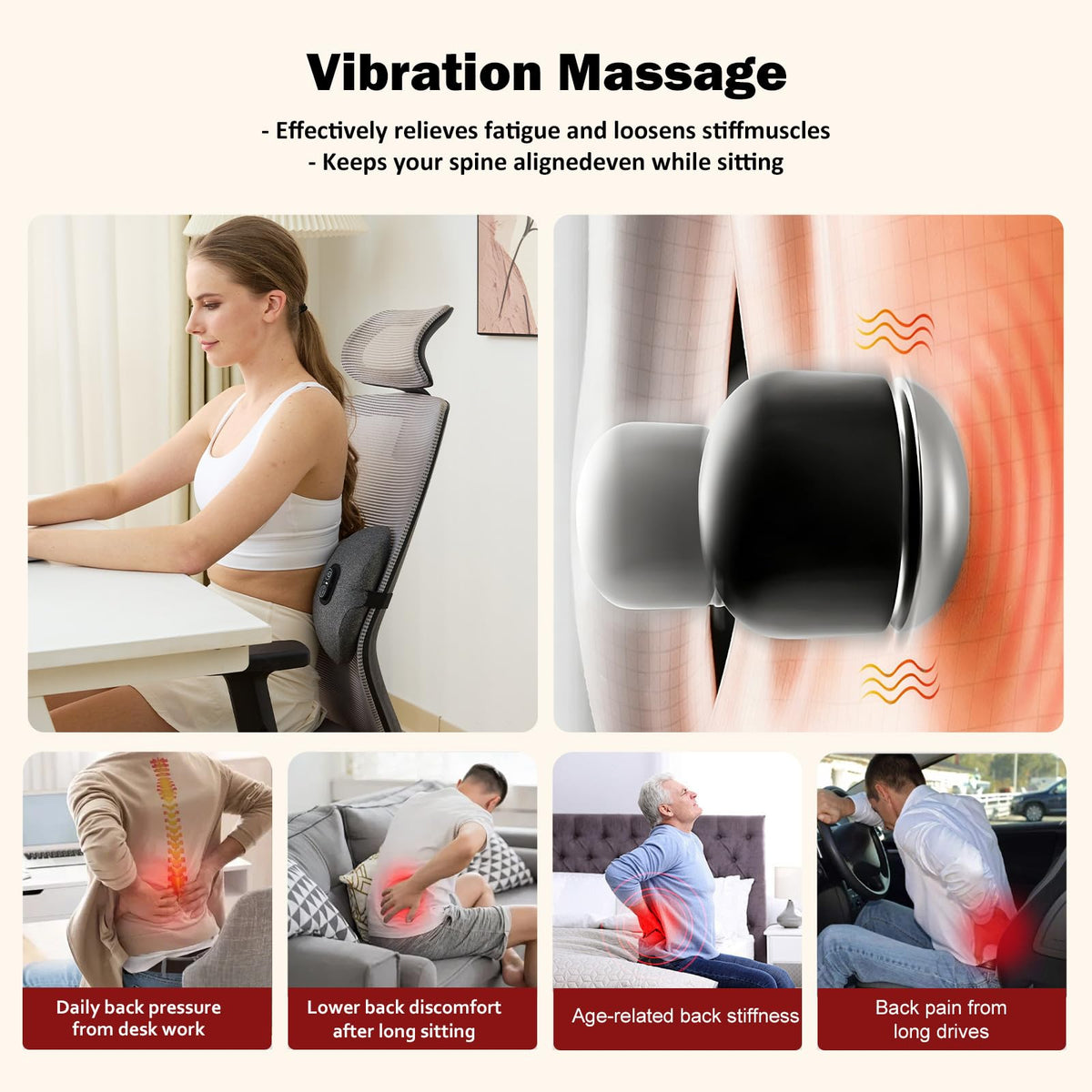 Back Massager with Heat, Vibration, Airbag Stretch Q73555