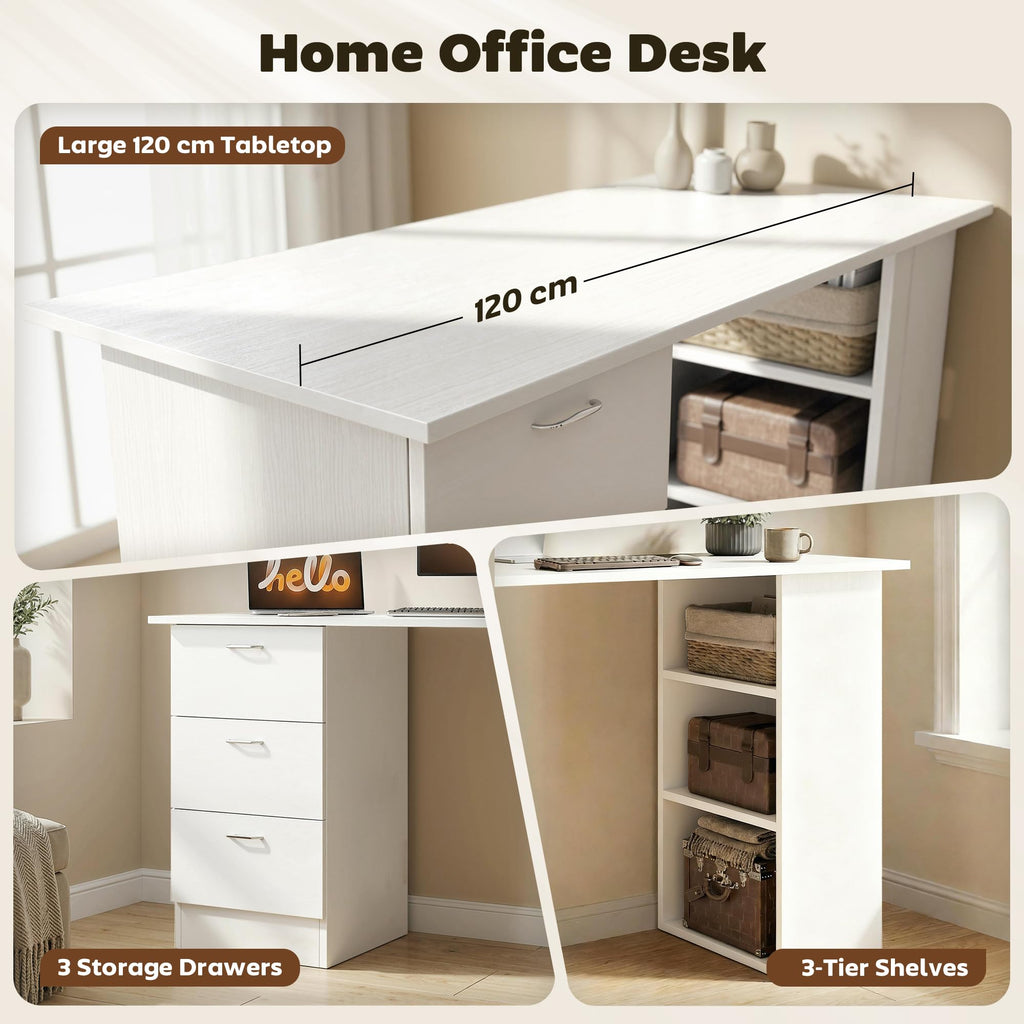 White Computer Desk with Drawers R925824