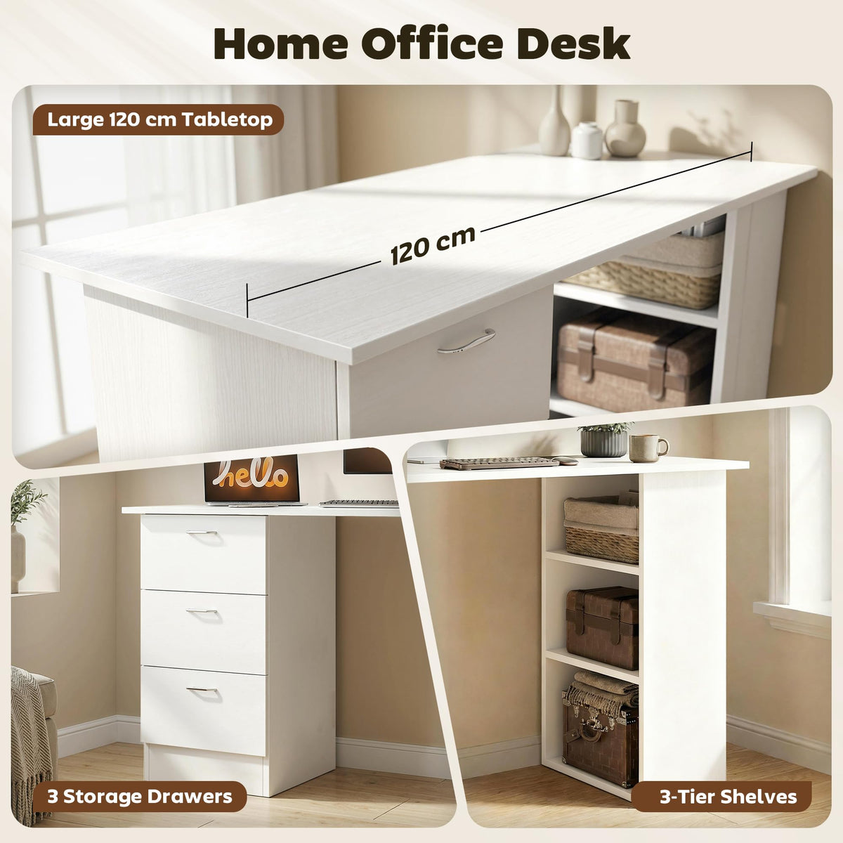 White Computer Desk with Drawers R925824