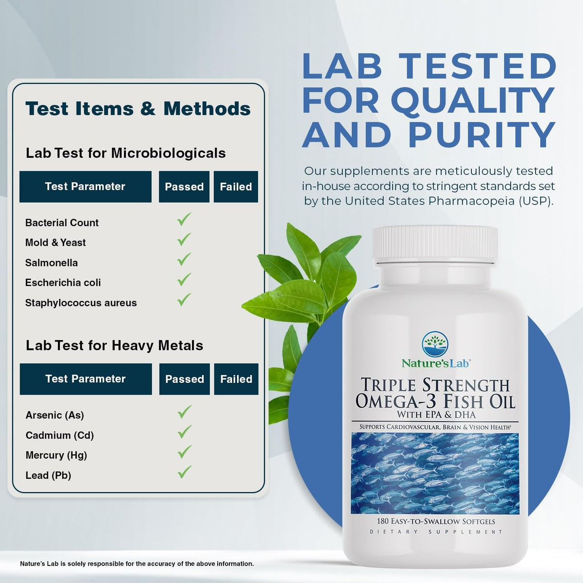 Triple Strength Omega-3 Fish Oil with EPA & DHA 180 Softgels E356726