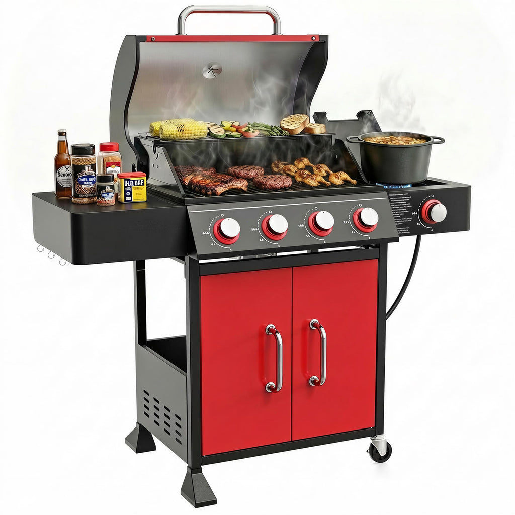 4 Burner Propane Gas Grill with Side Burner T247