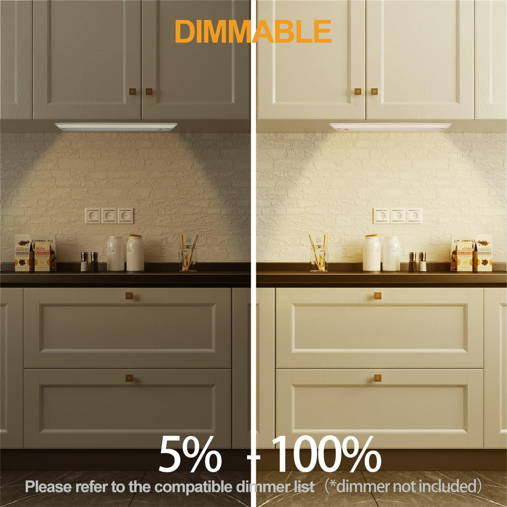 2 Packs Under Cabinet Lighting, 24in 18W Dimmable LED Light, 5 Color Temperature U625