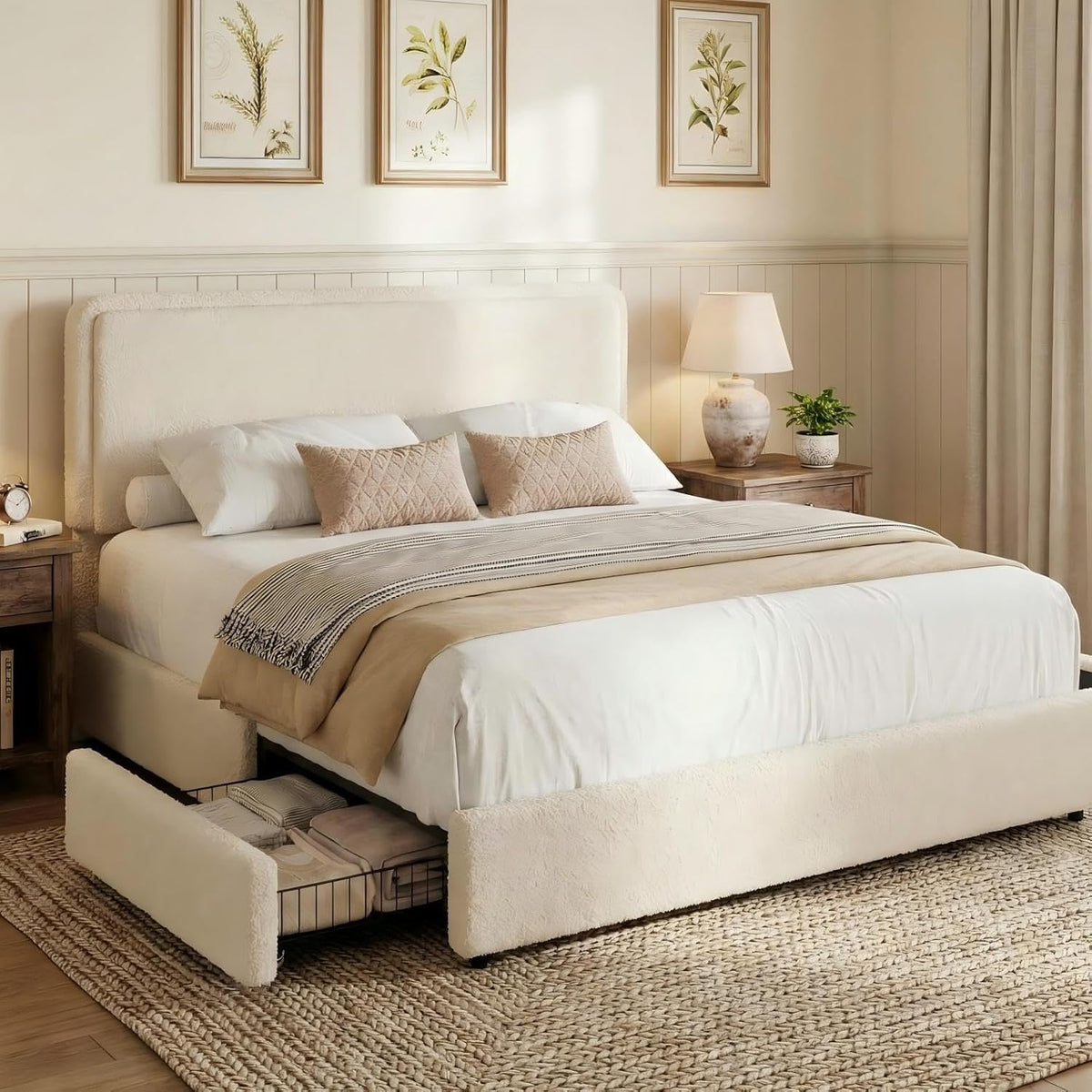 Queen Size Bed Frame with 2 Storage Drawer F69320
