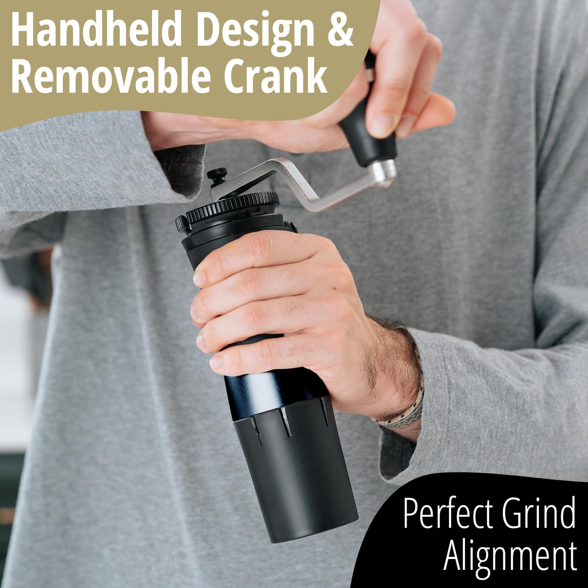 Manual Hand Burr Coffee Grinder with Hardened Steel Conical Burrs G4513