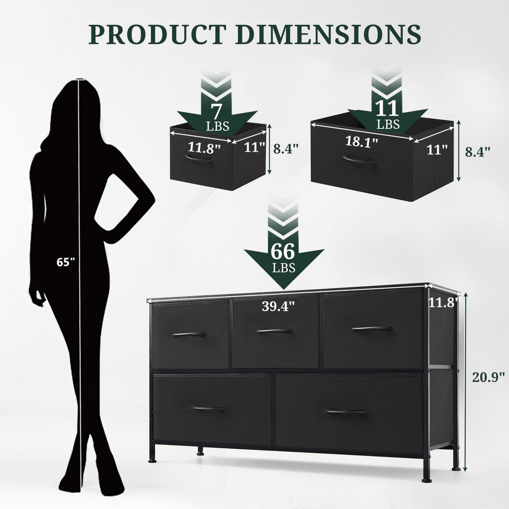 5 Drawer Fabric Dresser H989