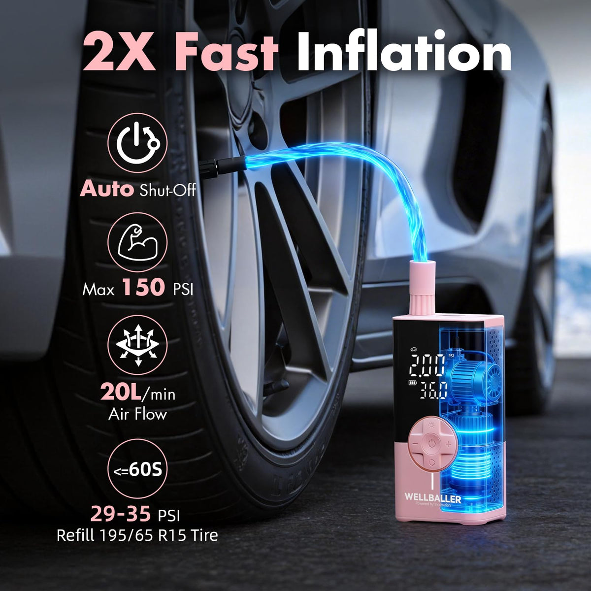 Portable Air Compressor with Digital Pressure Gauge I79499