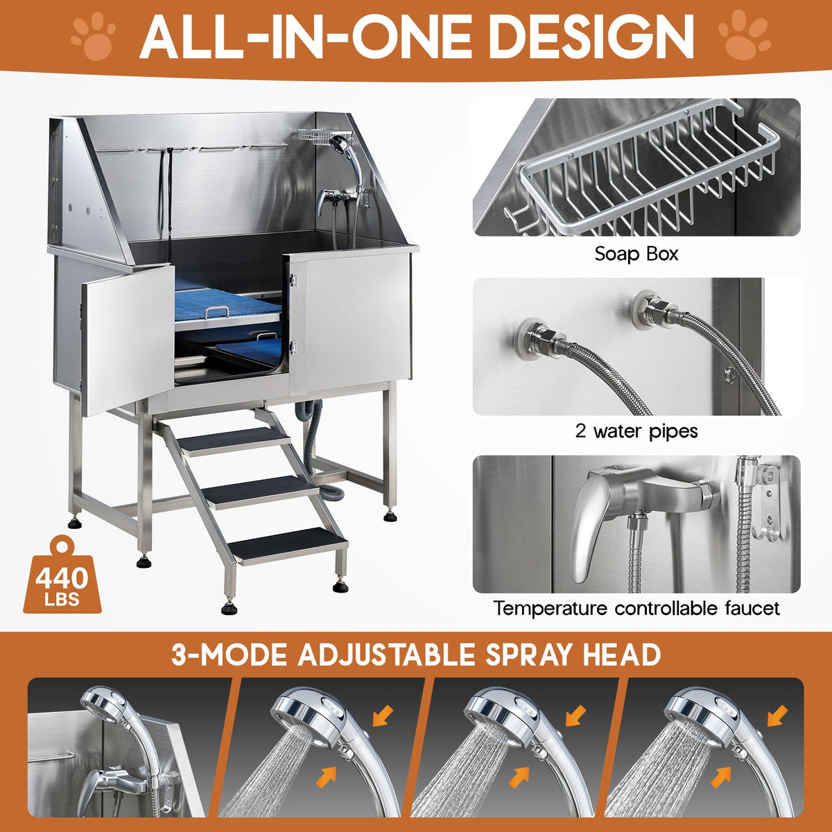 50" Stainless Steel Dog Washing Station I226