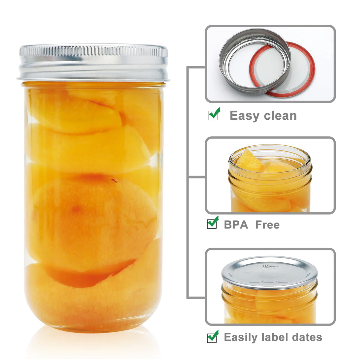 24 Pack 12 oz Mason Jars with Lids C95734
