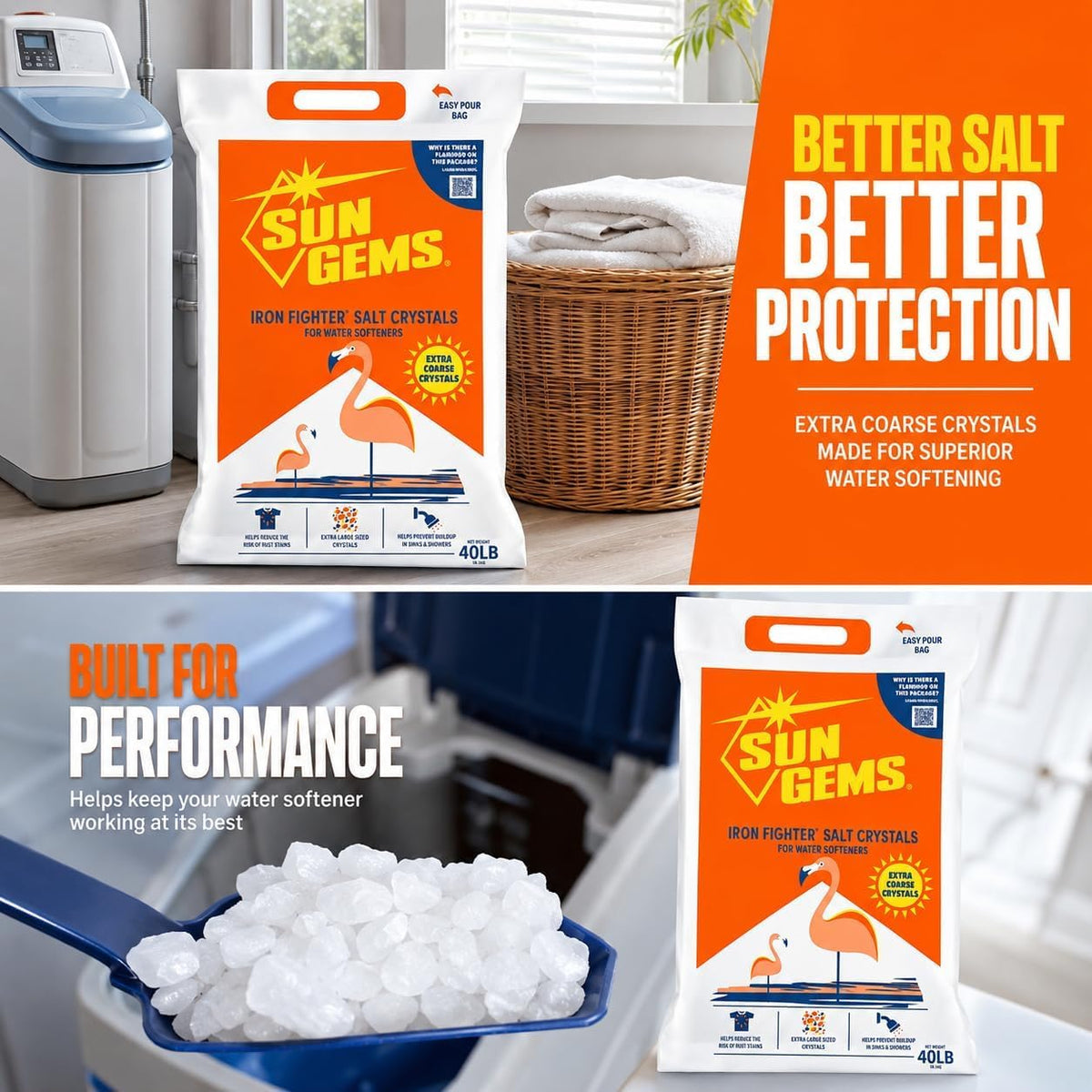 Water Softener Salt Crystals 40 lb Extra Coarse H7830